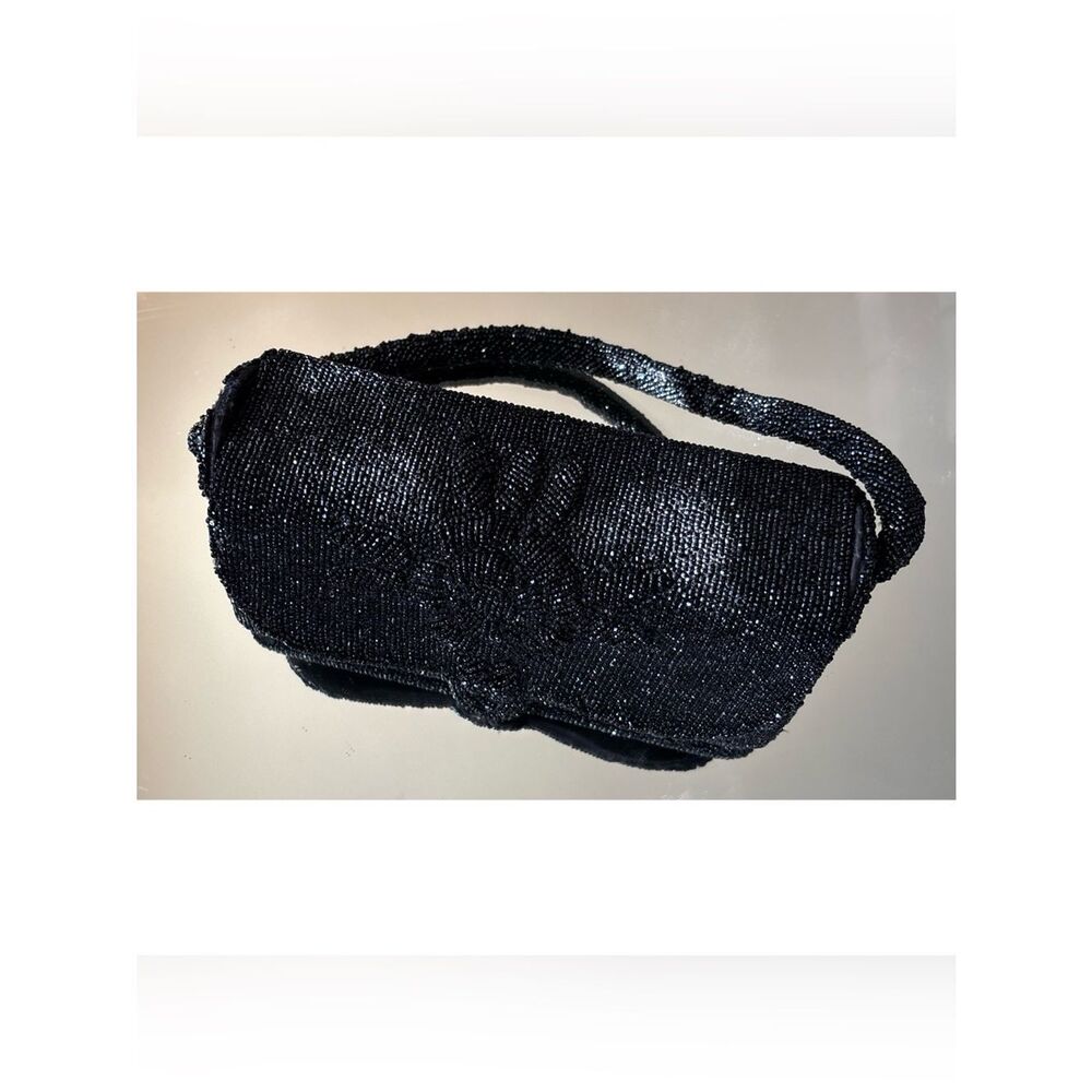 1950’s Delill Beaded Handbag Beaded Evening Clutch in Black ~ Stunning